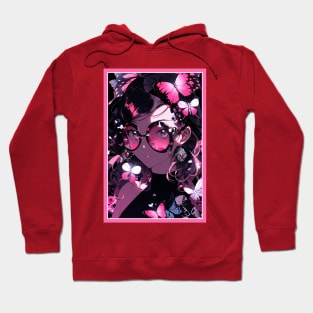 Aesthetic Anime Girl Pink Rosa Black | Quality Aesthetic Anime Design | Premium Chibi Manga Anime Art Hoodie